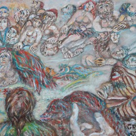 Figure di amanti nel vuoto quadro di Silvio Grallo